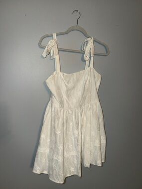 White Eyelet Tie-Shoulder Sundress
